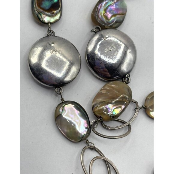 Sterling Silver & Abalone Shell Necklace 925 - Picture 3 of 6